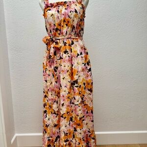 Floral Maxi Dress in Pink and Orange